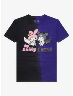 Flash Sale 🎁 My Melody & Kuromi Angel Devil Split Wash Boyfriend Fit 👧 Girls T-Shirt 👏