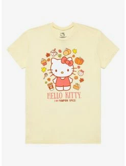 Hot Sale 🎁 Hello Kitty Pumpkin Spice Boyfriend Fit 👧 Girls T-Shirt 😍