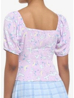Flash Sale 💯 Cinnamoroll Celestial Peasant 👧 Girls Woven Top 🔔 -Cheap Sanrio Store 19840730 av2
