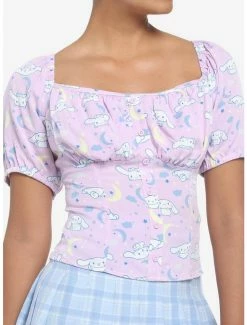 Flash Sale 💯 Cinnamoroll Celestial Peasant 👧 Girls Woven Top 🔔