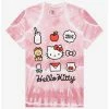 Deals 🤩 Hello Kitty Pink Grid Tie-Dye Boyfriend Fit 👧 Girls T-Shirt 🛒 -Cheap Sanrio Store 19886760 hi