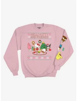 New 😉 Hello Kitty And Friends Pink ❄ Christmas 👧 Girls Sweatshirt 🥰