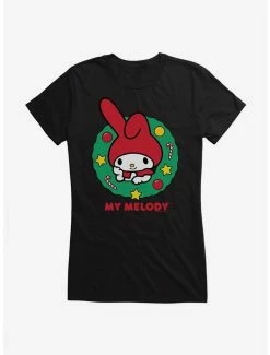 Cheapest 😉 My Melody Happy Holidays 🎄 Christmas Wreath 👧 Girls T-Shirt 🌟 -Cheap Sanrio Store 20256330 hi 1