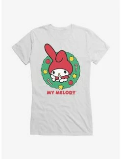 Cheapest 😉 My Melody Happy Holidays 🎄 Christmas Wreath 👧 Girls T-Shirt 🌟 -Cheap Sanrio Store 20256637 hi