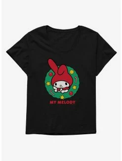 Outlet 🥰 My Melody Happy Holidays 🎁 Christmas Wreath 👧 Girls T-Shirt Plus Size 🌟 -Cheap Sanrio Store 20256986 hi