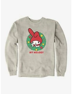 Deals ✔️ My Melody Happy Holidays 🎄 Christmas Wreath Sweatshirt 😉 -Cheap Sanrio Store 20262116 hi